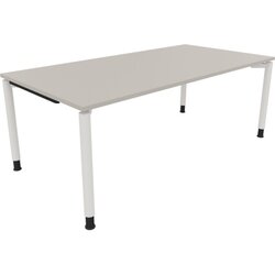 Neutralware 810042081 Schreibtisch 2000x1000x680-820 4Fuß Rund ws/Lichtgrau