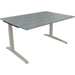 Neutralware 810023083 Schreibtisch 1400x1000x650-850 Kufe Quadrat si/Beton hell