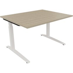 Neutralware 810021671 Schreibtisch 1200x1000x650-850 Kufe Quadrat ws/Eiche Natur