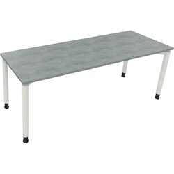 Neutralware 810042683 Schreibtisch 2000x700x680-820 4Fuß Rund ws/Beton hell