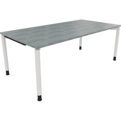 Neutralware 810042083 Schreibtisch 2000x1000x680-820 4Fuß Rund ws/Beton hell