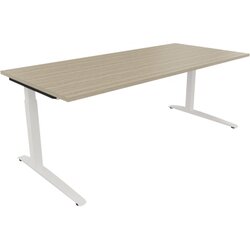 Neutralware 810028571 Schreibtisch 2000x900x650-850 Kufe Quadrat ws/Eiche Natur