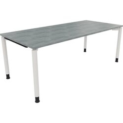 Neutralware 810043283 Schreibtisch 2000x900x680-820 4Fuß Rund ws/Beton hell