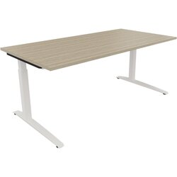 Neutralware 810027071 Schreibtisch 1800x900x650-850 Kufe Quadrat ws/Eiche Natur