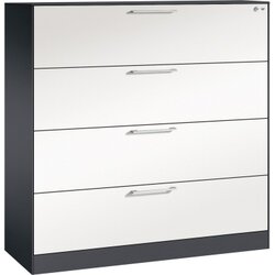 C+P 146021413S10091 Hängeregistraturschrank Asisto A4 3bahnig sgr/rws
