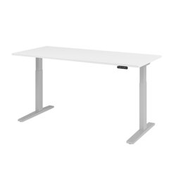Hammerbacher VXMKA19/W/S Schreibt. el.180x80cm silber/weiß