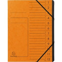 Exacompta 541204E Ordnungsmappe DIN A4 12Fächer Karton orange