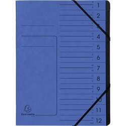 Exacompta 541202E Ordnungsmappe DIN A4 12Fächer Karton blau