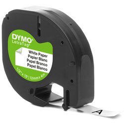 DYMO® S0721510 Schriftbandkassette LetraTag Papier 12mmx4m sw auf ws