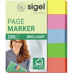 SIGEL HN625 Haftmarker Brillant 12x50mm farbig sortiert 5 St./Pack.
