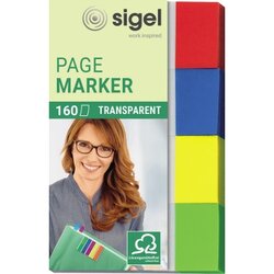 SIGEL HN670 Haftmarker Transparent 20x50mm farbig sortiert 4 St./Pack.