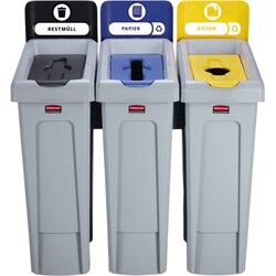 Rubbermaid 2057607 Recyclingset Slim Jim schwarz/blau/gelb