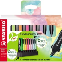 STABILO® 6070/08-5 Textmarker GREEN BOSS sort. 8St. +Tischset