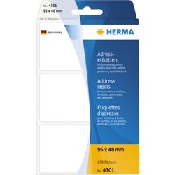 HERMA 4301 Adressetikett 95x48mm weiß 250 St./Pack.