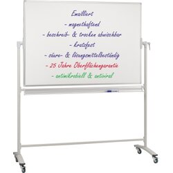 FRANKEN ST3804 Stativ-Drehtafel emailliert antimikrobiell 180x120cm