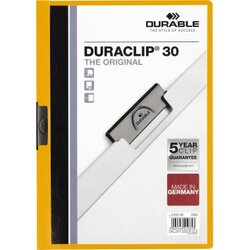 DURABLE 220009 Klemmmappe DURACLIP 30 DIN A4 Hartfolie orange