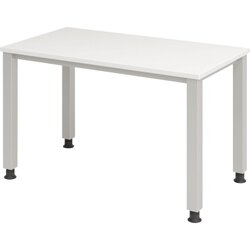 Hammerbacher VQS612/W/S Schreibtisch 4Fuß 120x67cm weiß/silber