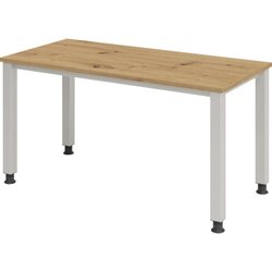 Hammerbacher VQS614/R/S Schreibtisch 4Fuß 140x67cm eiche/silber