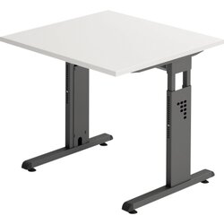 Hammerbacher VOS08/W/G Schreibtisch C-Fuß 80x80cm weiß/graphit
