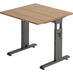 Hammerbacher VOS08/N/G Schreibtisch C-Fuß 80x80cm nussbaum/graphit
