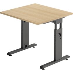 Hammerbacher VOS08/E/G Schreibtisch C-Fuß 80x80cm eiche/graphit