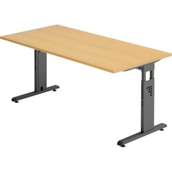 Hammerbacher VOS16/6/G Schreibtisch C-Fuß 160x80cm buche/graphit