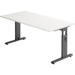 Hammerbacher VOS16/W/G Schreibtisch C-Fuß 160x80cm weiß/graphit