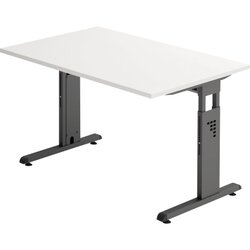 Hammerbacher VOS12/W/G Schreibtisch C-Fuß 120x80cm weiß/graphit