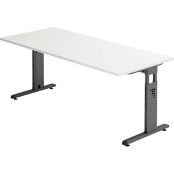 Hammerbacher VOS19/W/G Schreibtisch C-Fuß 180x80cm weiß/graphit