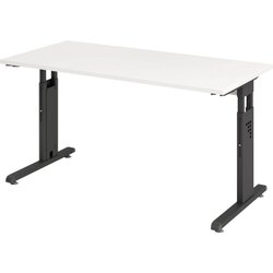 Hammerbacher VOS614/W/G Schreibtisch C-Fuß 140x67cm weiß/gr
