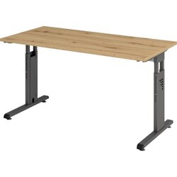 Hammerbacher VOS614/R/G Schreibtisch C-Fuß 140x67cm eiche/gr