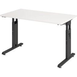 Hammerbacher VOS612/W/G Schreibtisch C-Fuß 120x67cm weiß/gr