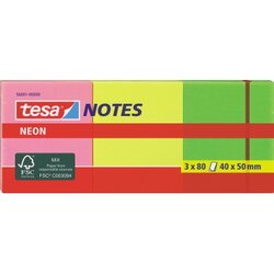 tesa® 56001-00000 Haftnotizblock Neon Notes 40x50mm sort. 3x80Blatt