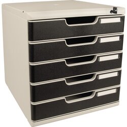 Exacompta 331014D Schubladenbox MODULO A4 5 Schübe sw +Schloss