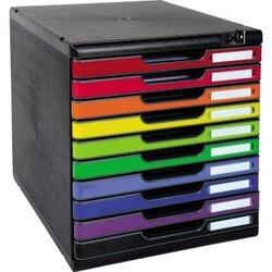 Exacompta 332798D Schubladenbox MODULO  A4 10xSchub farbig +Schloss