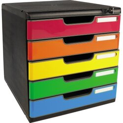 Exacompta 331798D Schubladenbox MODULO A4 5 Schübe farbig +Schloss