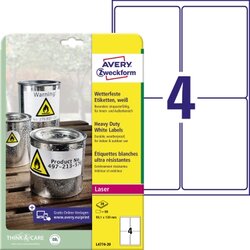 Avery Zweckform L4774-20 Folienetikett 99,1x139mm 80 St./Pack.