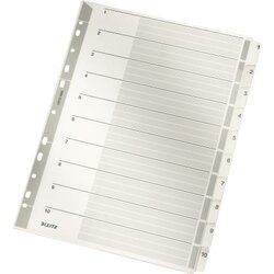 Leitz 43240000 Register DIN A4 1-10 volle Höhe 160g Karton grau