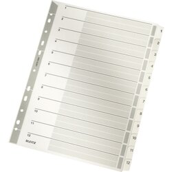 Leitz 43250000 Register DIN A4 1-12 volle Höhe 160g Karton grau