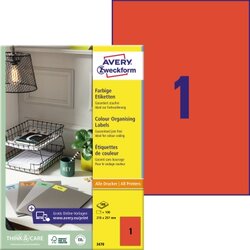 Avery Zweckform 3470 Universaletikett 210x297mm rot 100 St./Pack.