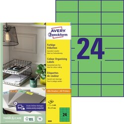 Avery Zweckform 3450 Universaletikett 70x37mm grün 2.400 St./Pack.