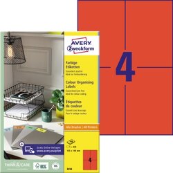 Avery Zweckform 3456 Universaletikett 105x148mm rot 400 St./Pack.