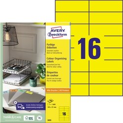 Avery Zweckform 3455 Universaletikett 105x37mm gelb 1600 St./Pack.