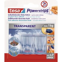 tesa® 58813-00000 Klebestück 4 Powerstrips + 2 Haken transparent