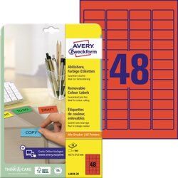 Avery Zweckform L6038-20 Etikett 45,7x21,2mm rot 960 St./Pack.