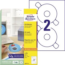Avery Zweckform L6015-25 CD/DVD-Etikett matt weiß 50 St./Pack.