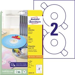 Avery Zweckform L6043-25 CD/DVD-Etikett 117mm weiß 50 St./Pack.