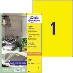 Avery Zweckform 3473 Universaletikett 210x297mm gelb 100 St./Pack.