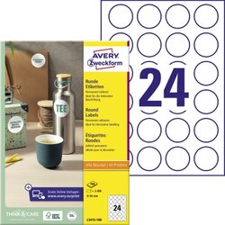 Avery Zweckform L3415-100 Etikett 40mm weiß 2.400 St./Pack.