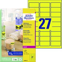 Avery Zweckform L6004-25 Etikett 63,5x29,6mm neongelb 675 St./Pack.